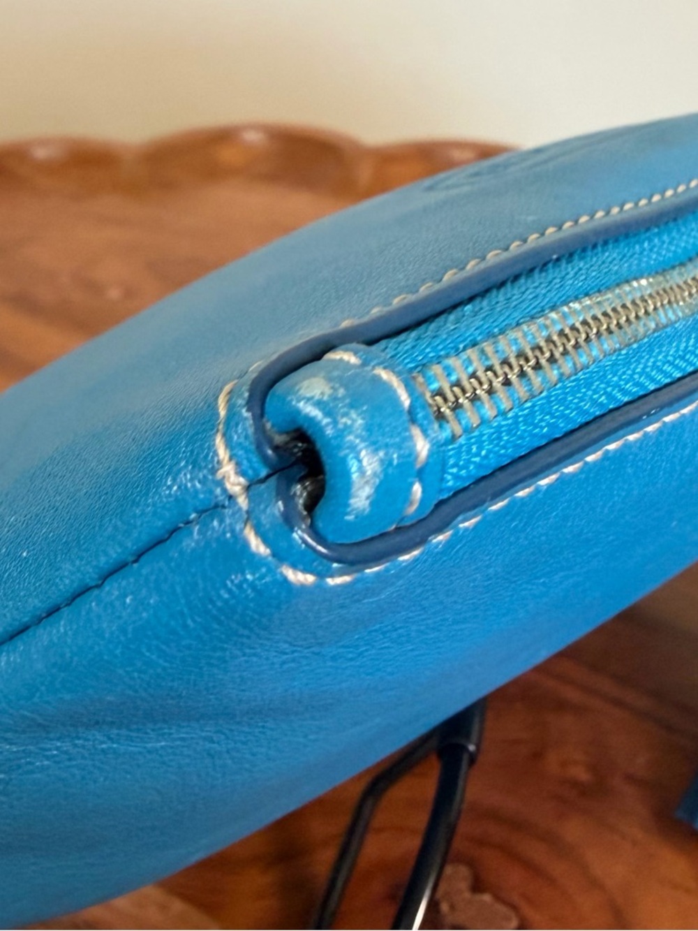 Coach Turquoise Blue Leather Wristlet Clutch EUC - Picture 14 of 16